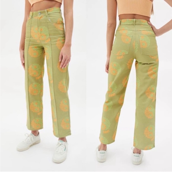 Lisa Says Gah UO Exclusive Printed Robyn Jean Colorful Flower Power Ying Yang - Picture 2 of 13